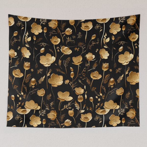 Item preview, Golden flowers pattern designed and sold by Majkel & Majkel.