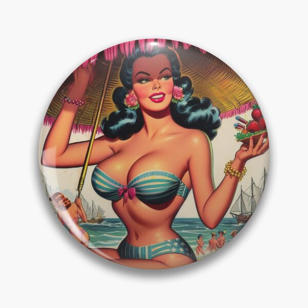 Item preview, Vintage Beach Summer Girl designed and sold by PulpVintage.