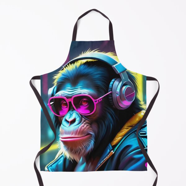 Item preview, Futuristic inspired Monkey, Chimpanzee in neon cyberpunk style designed and sold by AnasCreativeHub.