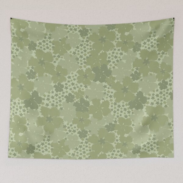 Item preview, TROPICAL COCONUT GIRL ALOHA HAWAIIAN HIBISCUS FLOWERS KHAKI GREEN designed and sold by blomastudios.