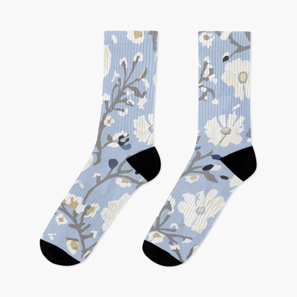 Item preview, Retro Floral Pattern against a Dusty Blue Background designed and sold by SamJanner.