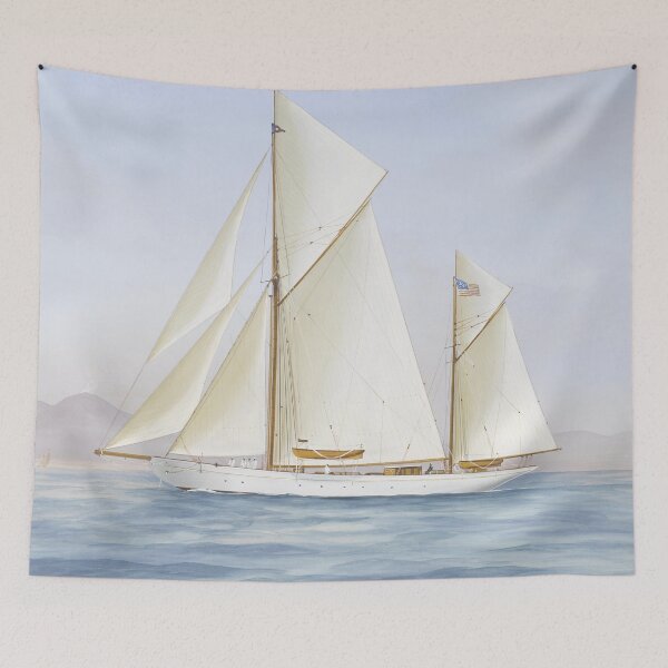 Item preview, Vintage Racing Ketch Sailboat Illustration (1913) designed and sold by BravuraMedia.