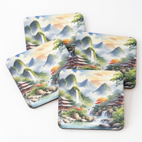 Item preview, Asian landscape designed and sold by MoxisWatercolor.
