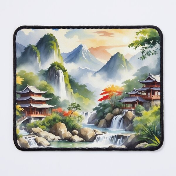 Item preview, Asian landscape designed and sold by MoxisWatercolor.