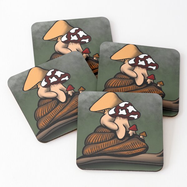 Item preview, Baby Mushrooms on a Snail designed and sold by prettykokopuff.