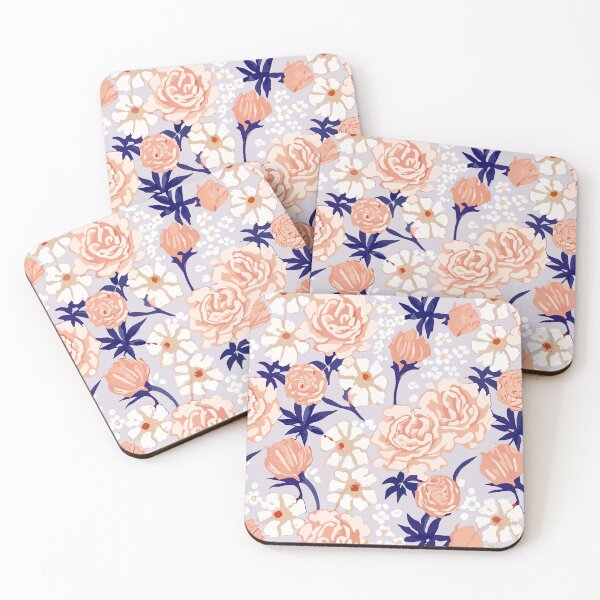 Item preview, Retro Flowers in Bright Salmon Orange designed and sold by SamJanner.