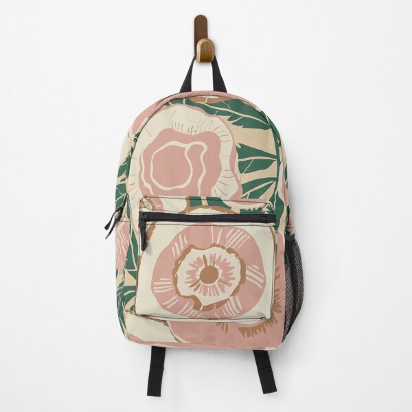 Item preview, Retro Flowers in Green and Coral Pink designed and sold by SamJanner.
