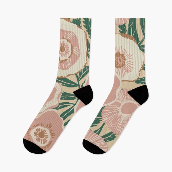 Item preview, Retro Flowers in Green and Coral Pink designed and sold by SamJanner.