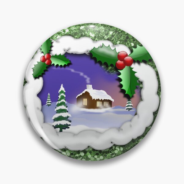 Item preview, Snowy Christmas Cottage Green (Photo of Glitter - Not Reflective) designed and sold by moondreamsmusic.