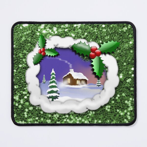 Item preview, Snowy Christmas Cottage Green (Photo of Glitter - Not Reflective) designed and sold by moondreamsmusic.