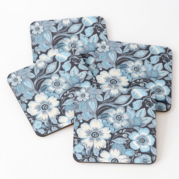 Item preview, Blue and White Flowers - Mehndi Floral Pattern designed and sold by HausKatz.
