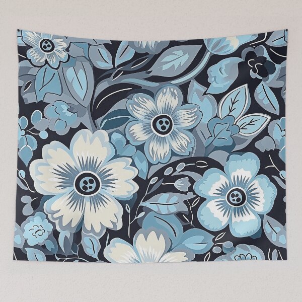 Item preview, Blue and White Flowers - Mehndi Floral Pattern designed and sold by HausKatz.