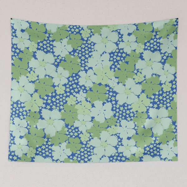 Item preview, TROPICAL COCONUT GIRL ALOHA HAWAIIAN HIBISCUS GREEN AND BLUE designed and sold by blomastudios.