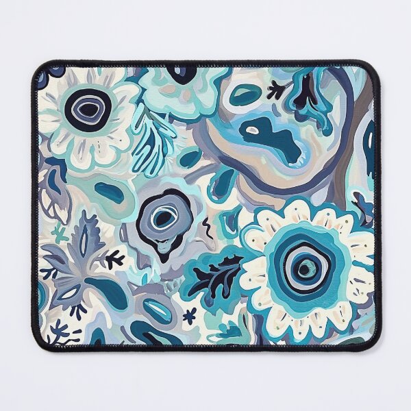 Item preview, Abstract White and Blue Flowers - Mehndi Floral Pattern designed and sold by HausKatz.