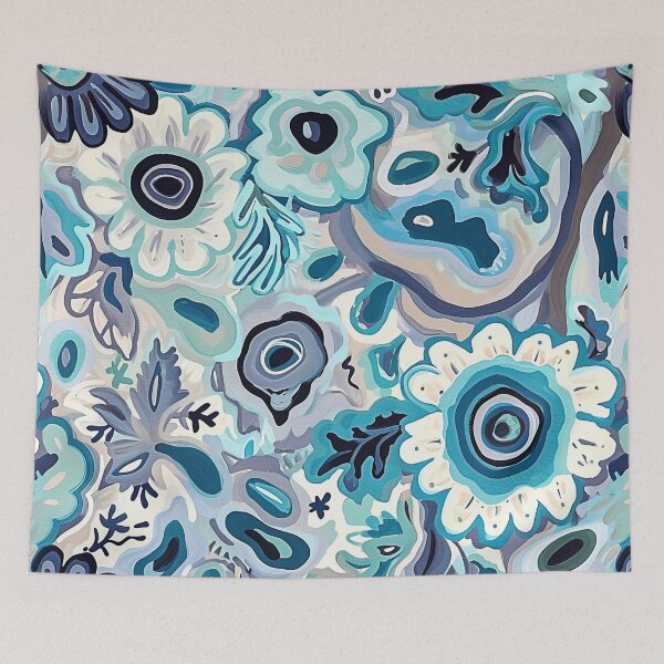 Item preview, Abstract White and Blue Flowers - Mehndi Floral Pattern designed and sold by HausKatz.