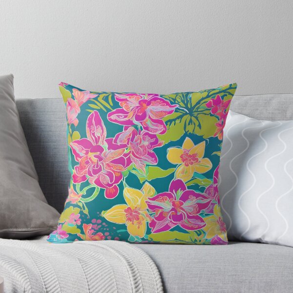 Item preview, Preppy chinoiserie orchids on forest green background designed and sold by SophieClimaArt.