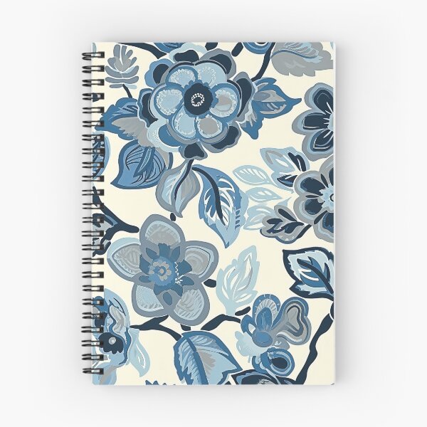 Item preview, Retro Blue and White Flowers - Mehndi Floral Pattern designed and sold by HausKatz.