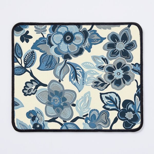 Item preview, Retro Blue and White Flowers - Mehndi Floral Pattern designed and sold by HausKatz.