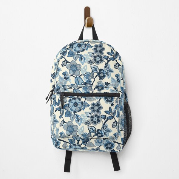 Item preview, Retro Blue and White Flowers - Mehndi Floral Pattern designed and sold by HausKatz.