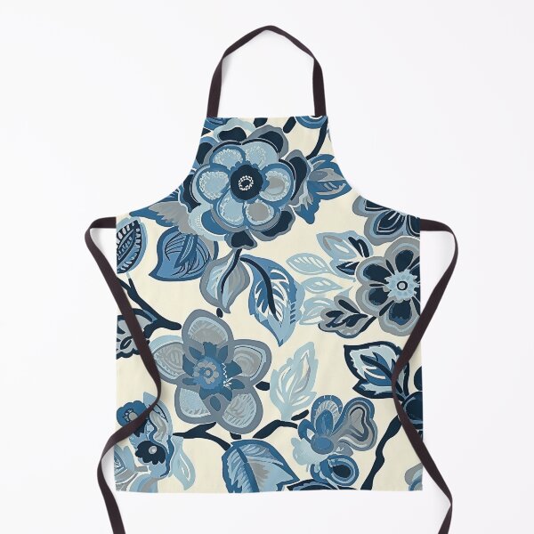 Item preview, Retro Blue and White Flowers - Mehndi Floral Pattern designed and sold by HausKatz.
