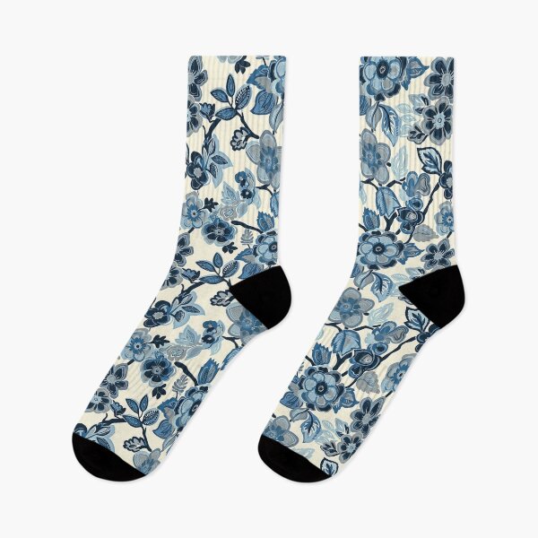 Item preview, Retro Blue and White Flowers - Mehndi Floral Pattern designed and sold by HausKatz.