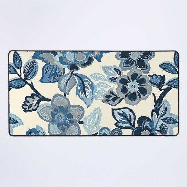 Item preview, Retro Blue and White Flowers - Mehndi Floral Pattern designed and sold by HausKatz.