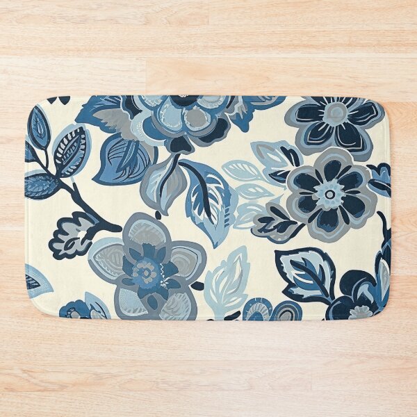 Item preview, Retro Blue and White Flowers - Mehndi Floral Pattern designed and sold by HausKatz.