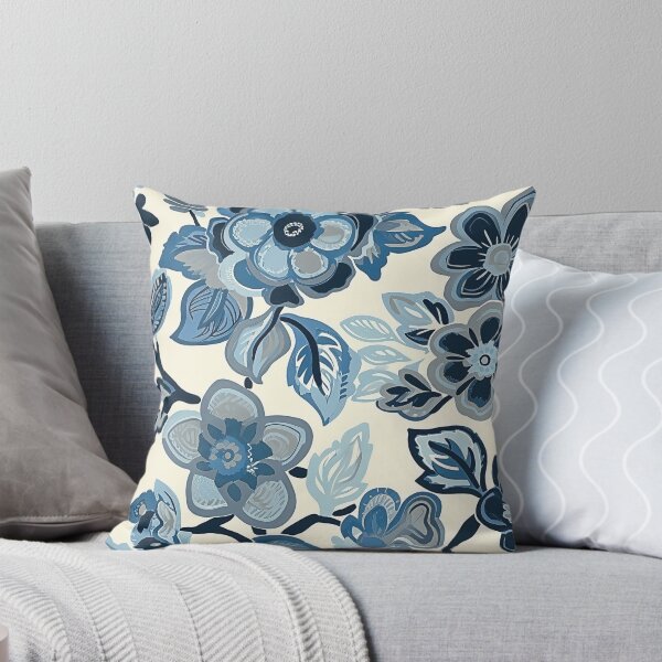 Item preview, Retro Blue and White Flowers - Mehndi Floral Pattern designed and sold by HausKatz.