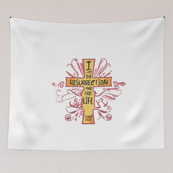 Item preview, I AM the Resurrection and the Life 1 - Gold Tone Cross Design with Swirl Accents, Christian Faith Art designed and sold by HahaHandlesHub.