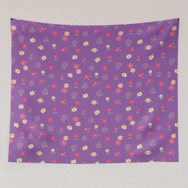 Item preview, MINI SMALL TROPICAL Y2K PASTEL PURPLE YELLOW RED FLOWERS designed and sold by blomastudios.