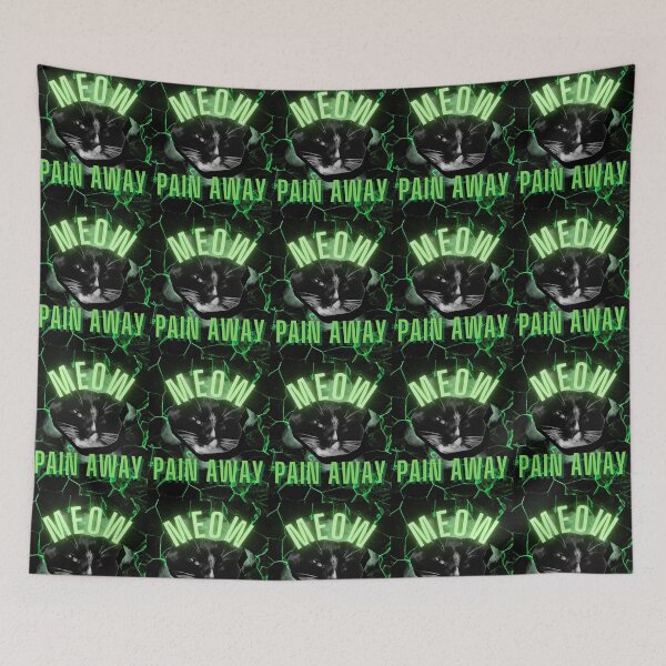 Item preview, MEOW PAIN AWAY GREEN CUTE CAT MEME ADORABLE  designed and sold by Mihuk.