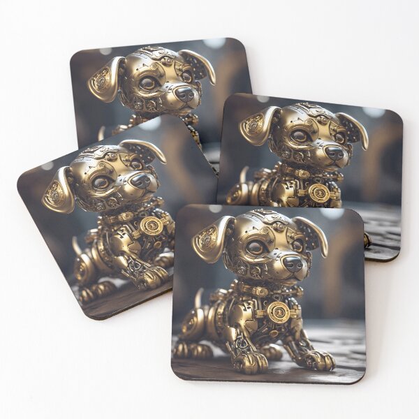 Item preview, Cute Golden Puppy Dog Robot designed and sold by TheArtOfPat.