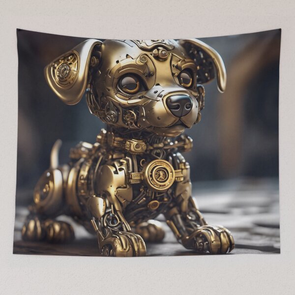 Item preview, Cute Golden Puppy Dog Robot designed and sold by TheArtOfPat.