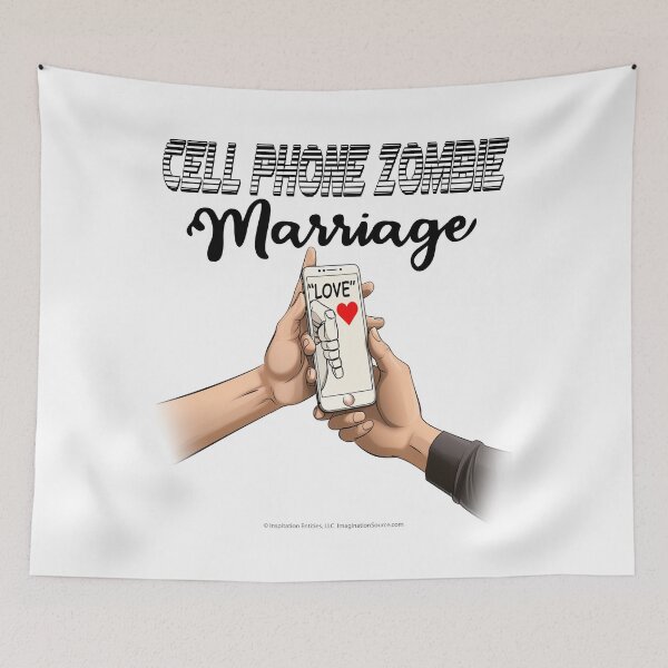 Item preview, Cell Phone Zombie Marriage for Dark backgrounds designed and sold by The Imagination Source™.