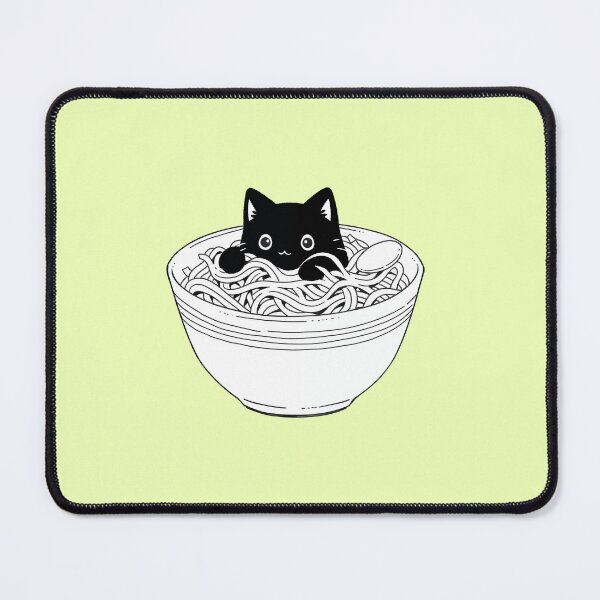 Item preview,  black cat in a bowl full of noodles designed and sold by PandaKunst.