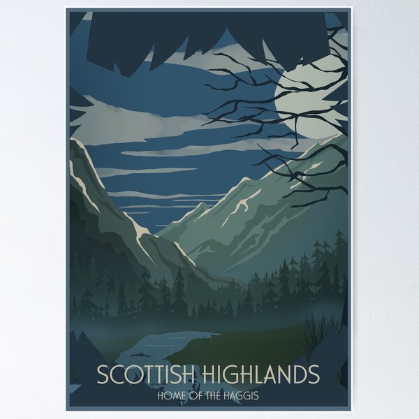 Artikelvorschau, Schottische Highlands - Heimat des Haggis Vintage Poster entworfen und verkauft von Ignniis.