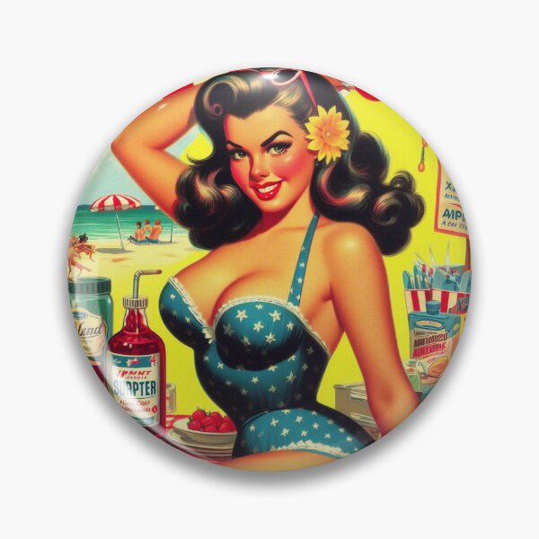 Item preview, Vinage Beach Pin Up Girl designed and sold by PulpVintage.