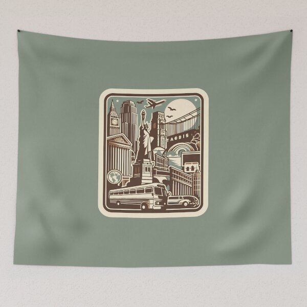 Item preview, Vintage Global Travel and Iconic Landmarks Collage designed and sold by DethLock.