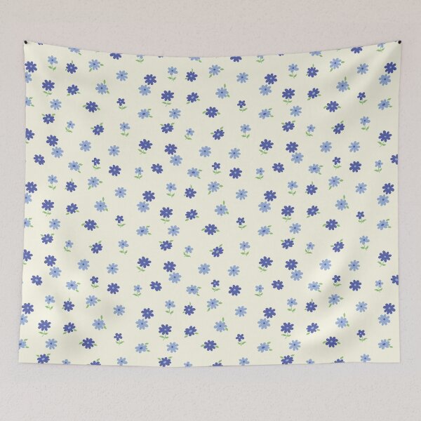 Item preview, MINI SMALL BOHO DITSY DAISY CREAM PASTEL BLUE FLOWERS designed and sold by blomastudios.