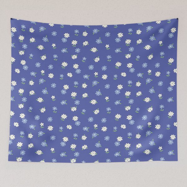 Item preview, MINI SMALL BOHO DITSY DAISY BLUE FLOWERS designed and sold by blomastudios.