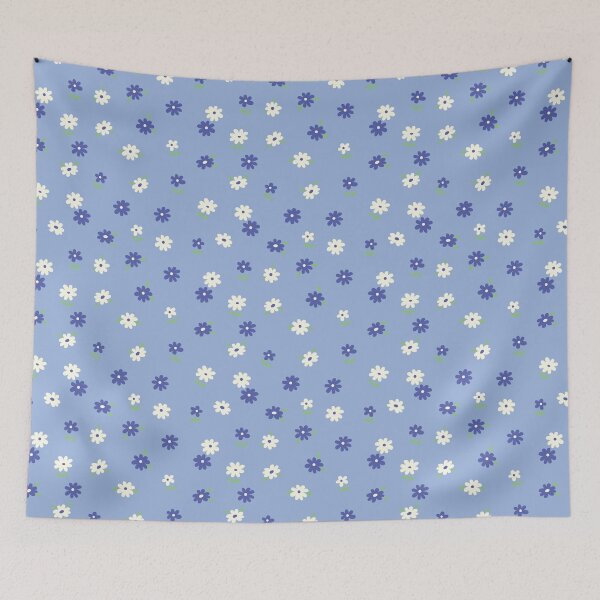 Item preview, MINI SMALL BOHO DITSY DAISY PASTEL BLUE FLOWERS designed and sold by blomastudios.