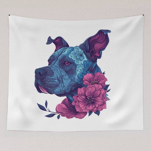 Item preview, Pitt bull in flowers designed and sold by TheRealmWithin.