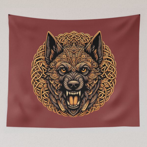 Item preview, Golden Norse Knotwork Wolf designed and sold by TheWorkingDog.