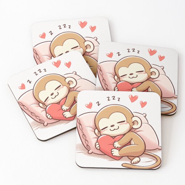 Item preview, Cute Monkey Sleeping With heart Valentines Day designed and sold by LemuellTrends.