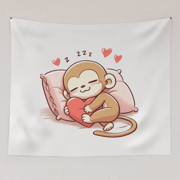 Item preview, Cute Monkey Sleeping With heart Valentines Day designed and sold by LemuellTrends.