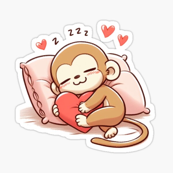 Item preview, Cute Monkey Sleeping With heart Valentines Day designed and sold by LemuellTrends.