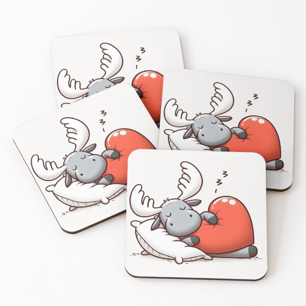 Item preview, Cute Moose Sleeping With heart Valentines Day designed and sold by LemuellTrends.