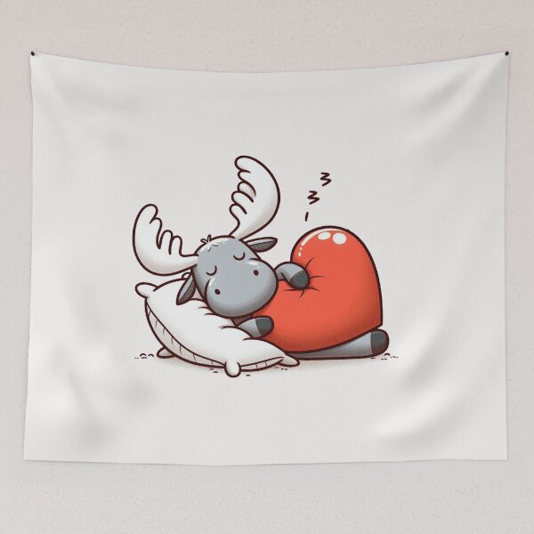Item preview, Cute Moose Sleeping With heart Valentines Day designed and sold by LemuellTrends.