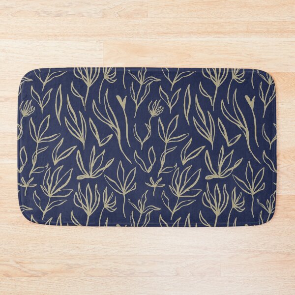 Item preview, Hand-Drawn Cali Boho Foilage Pattern-Indigo Blue designed and sold by BossyCatHome.