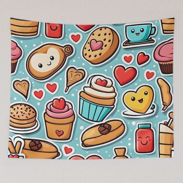 Item preview, Cute Kawaii Cupcake Bakery Pattern designed and sold by TheArtOfPat.